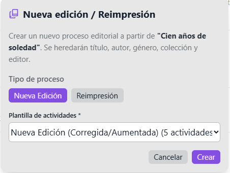 Flujos de trabajo y reimpresiones en Trama